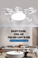 Ventilateur LED à douille E27, nouvelle arrivée, 4 têtes, silencieux, télécommande, 3 couleurs de lumière, installation facile pour dortoir et appartement