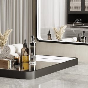 <span class=keywords><strong>Miroir</strong></span> de salle de bain LED vintage minimaliste moderne avec halo frontal et commande tactile pour coiffeuse, hôtel, salle de maquillage, chambre à coucher - Vente en gros - Product Image 6