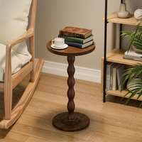 Table d'appoint ronde en bois massif rétro, table d'appoint de 21,7 pouces de hauteur avec piétement robuste, table de chevet imperméable pour chambre à coucher