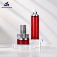 Flacons en verre à rayures verticales avec couvercles argentés et pompe à lotion, 120 ml pour toner, 100 ml pour lotion, 40 ml pour sérum, 30 g pour crème