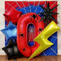 Ensemble de 6 ballons en feuille d'aluminium numérotés rouges à motif d'araignée pour fête à thème, anniversaire, Halloween