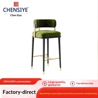 Tabouret de bar haut en bois massif, design italien moderne et simple, style luxe léger, pour usage commercial