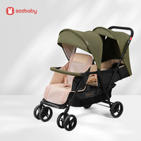 Poussette compacte et légère pour jumeaux, pliable, avec cadre en acier inoxydable et polyester, pour bébés de 0 à 3 ans, capacité de charge de 15 kg, T33