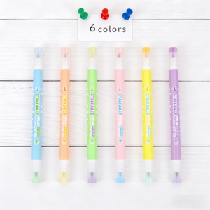 Marcadores de Doble Punta y Doble Color |   6 piezas/12 colores apilables <span class=keywords><strong>para</strong></span> escribir en diario y tomar notas - Product Image 6