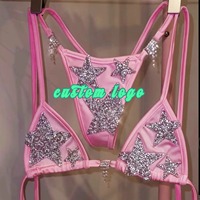 Huili Luxe Micro Bikini Set Voor Vrouwen Oem Hoge Kwaliteit Designer Badkleding Custom Kralen Twee Stukken Steentjes Luipaard Print