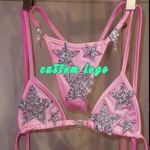 Huili Luxe Micro <span class=keywords><strong>Bikini</strong></span> Set Voor Vrouwen Oem Hoge Kwaliteit Designer Badkleding Custom Kralen Twee Stukken Steentjes Luipaard Print - Product Image 6
