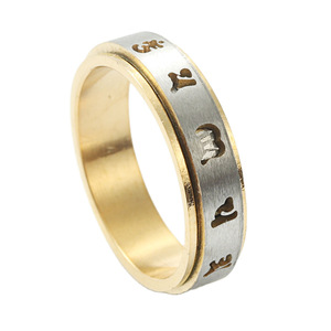 Stainless Steel Rotating <b>Ring</b> Letter Pattern Unisex Jewelry Gift - Product Image 1