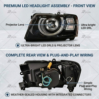 Paires de phares LED pour Nissan Patrol Y61 2003-2006, compatibles, installation directe, plug and play, ensemble de phares avant gauche et droit