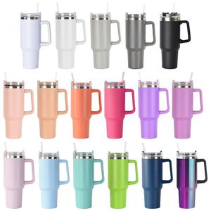 H1.0 Custom LogoColorful 40Oz Coffee Beer Travel <b>Mugs</b> Cups <b>Doubled</b> <b>Walled</b> Stainless Steel Tumbler With Handle - Product Image 1