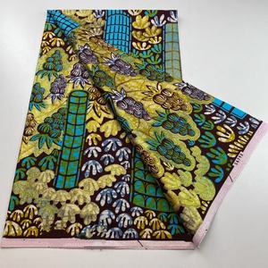 Nuovo arrivo africano olandese tessuto cera Super oro <span class=keywords><strong>cotone</strong></span> grande Super Glitter <span class=keywords><strong>Organza</strong></span> per ragazze camicie valigie per abbigliamento - Product Image 2