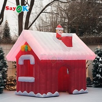 Tente de Noël gonflable portable Santas Grotto avec éclairage LED