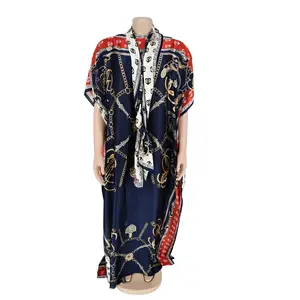 Muslim ladies loose robe Middle Eastern women's clothing fashion brand long silk skirt with scarf