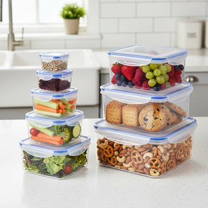 Food Storage <b>Container</b> Square Plastic With Lid For Kitchen <b>Refrigerator</b> Microwave Use - Product Image 2