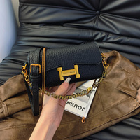 Sac à bandoulière en cuir véritable pour femme, style coréen, avec chaîne, haut de gamme, vintage, polyvalent, petit format carré, fermeture éclair