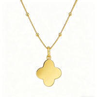 Collier AOFEI personnalisé en acier inoxydable 316L plaqué or 18 carats avec pendentif trèfle et chaîne satellite, personnalisable avec nom et date, idéal comme cadeau