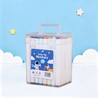 Ensemble de marqueurs double pointe dans un seau transparent, marqueurs artistiques à double tête pour enfants, étudiants, dessin, croquis et fournitures scolaires