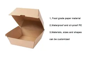 Boîtes d'emballage en carton imprimé biodégradable pour frites à emporter déjeuner Fast Food, boîtes d'emballage pour hamburgers noirs