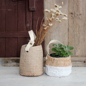 Vente en gros de pots de fleurs en ciment avec poignée en <span class=keywords><strong>bambou</strong></span> pour la décoration intérieure, bon <span class=keywords><strong>prix</strong></span> pour le jardinage. - Product Image 5