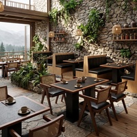 Ensembles de salle à manger de style montagne avec banquettes souples, résistants à l'huile et aux rayures, parfaits pour les chaînes de restaurants de fondue