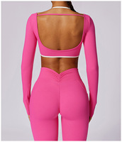 Set Yoga 2 Potong Berkualitas Tinggi, Bahan Solid Bernapas, Pengangkat Bokong, Pakaian Olahraga Wanita Pinggang Tinggi, Baju Senam Aktif, Setelan Workout Panjang