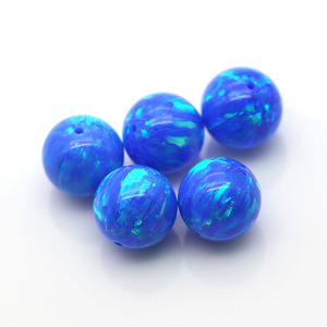 Cuentas redondas de ópalo sintético con medio orificio/sin orificio/orificio completo, ópalo de fuego azul, piedras preciosas sueltas para joyería - Product Image 3