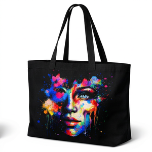 Bolsa de compras de lona ecológica premium para mujer, con bolsillo, de algodón, con estampado personalizado. - Product Image 3