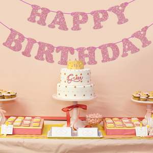 Juego <span class=keywords><strong>de</strong></span> vajilla <span class=keywords><strong>de</strong></span> fiesta <span class=keywords><strong>de</strong></span> cumpleaños para niños personalizado Rosa marino incluye decoración <span class=keywords><strong>de</strong></span> pancartas y platos <span class=keywords><strong>de</strong></span> vasos <span class=keywords><strong>de</strong></span> papel para niños y bebés - Product Image 4