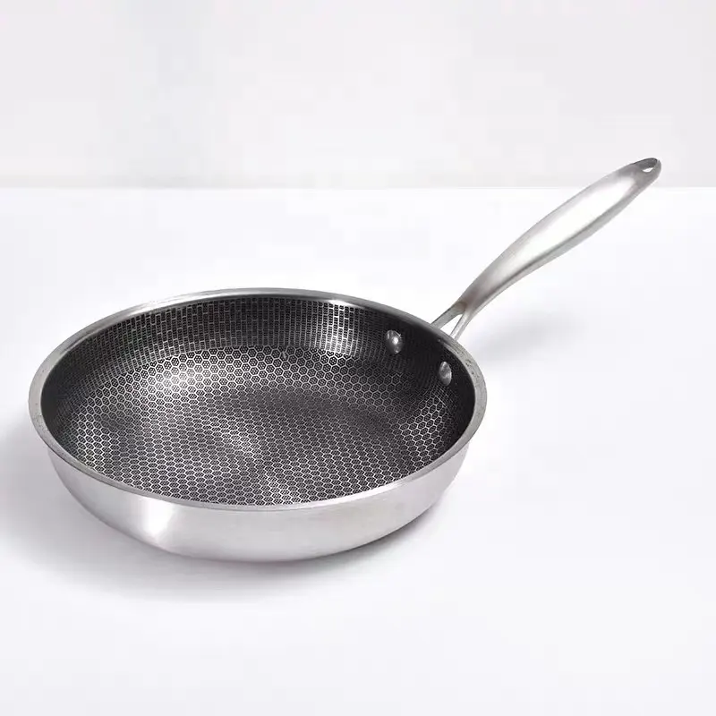 2023 gran oferta utensilios de cocina sartén antiadherente panal 3,5 MM espesor 3 capas sartén de acero inoxidable