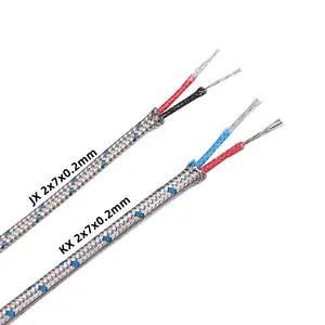 2X7X0.2mm Strand Chromel Alumel SS metal shield thermocouple grade wire fiberglass insulated type KX thermocouple extension wire