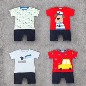 ร้านค้าออนไลน์ขายส่งชุดรอมเปอร์เด็กผู้ชายสีพื้นลายน่ารักจากจีน - Product Image 1