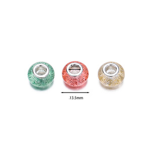 Resin Filled Glitter <b>Large</b> Hole <b>Beads</b> Ball Shape DIY Jewelry Accessories Unisex Bracelet Charms Multicolor Speckled Design - Product Image 2