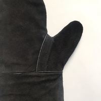 Sarung Tangan Kulit BBQ 2 Jari Tahan Suhu Tinggi dengan Lapisan Fleece Katun Anti-Potong & Tahan Panas Warna Hitam