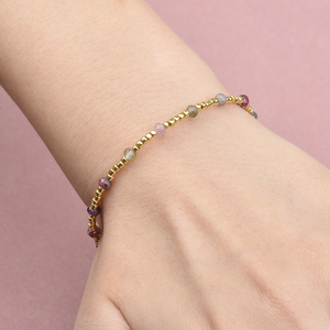 Großhandel <span class=keywords><strong>Jofo</strong></span> Klassische 3X4MM Naturstein Gelber Opal Granat Malachit Facettierte Rondelle Perlen Unisex Armbänder Handgefertigt - Product Image 6
