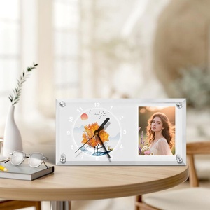 Reloj de Vidrio Personalizable para Sublimación, Marco de Fotos de Vidrio - Reloj de Pared/Reloj de Escritorio Impreso por Transferencia de Calor de Doble Uso con Kits de Bricolaje - Product Image 3