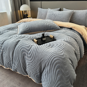 Set di biancheria da letto in pile di corallo di fascia alta in velluto di latte invernale di fascia alta di fabbrica con lenzuolo caldo ispessito in poliestere per uso domestico - Product Image 6