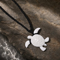 Kalung Vintage Hawaii Surfing dengan Liontin Tali Tulang Sapi, Motif Lumba-lumba, Kura-kura, Hiu, Kuda Laut, Koin Pasir, dan Hammerhead