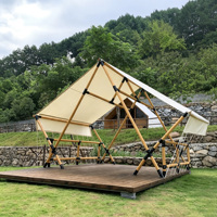 Tente Safari 3x3m en Toile de Coton Oxford avec Matériaux PVC/PVDF, Ouverture Rapide Quatre Saisons, Portable, Une Chambre Droite pour 2 Personnes