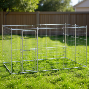 Grande Recinto per Cani in Acciaio Zincato Argentato, Gabbia per Animali Domestici da Esterno, Forma Rettangolare con Chiusura - Product Image 2