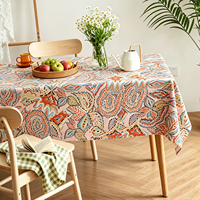 Nappe en coton fleuri bohème rose corail, couverture de table rectangulaire décorative pour salle à manger, décoration de cuisine douce et tissée