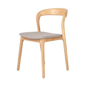 Orangefurn, popular silla de madera hecha en China, tela de silla de comedor moderna blanca de lino gris barata