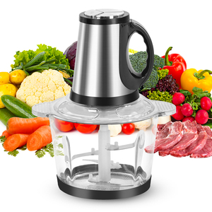 食品チョッパー電気肉挽き器3Lステンレス鋼 & ガラスボウル食品チョッパーキッチンホームプロセッサー野菜用 - Product Image 3