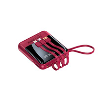 Nouvelle batterie externe mini 20000 mAh grande capacité avec câble intégré, alimentation portable pour mobile, matériau PVC, logo personnalisé