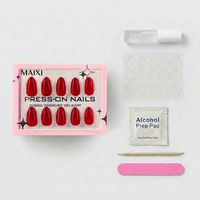 Lot de 30 faux ongles en acrylique à presser, courts, forme amande, couleur nude naturelle, réutilisables, avec colle et emballage personnalisé