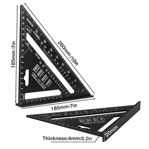 Woodworking Ruler 12 Inch Aluminum Alloy Triangle Ruler Wooden Measuring Tools