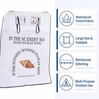 Manta de Picnic Blanca con Estampado de Croissants, Impermeable, Plegable, de Oxford, con Bolsillo de Almacenamiento