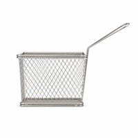 Panier à chips perforé en acier inoxydable à trous carrés avec poignée pour la présentation des aliments en restaurant