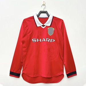 <span class=keywords><strong>Camiseta</strong></span> de Fútbol Sublimada <span class=keywords><strong>Roja</strong></span> Personalizada de Secado Rápido, Estilo Retro 99/00, Manga Larga, Diseño Polo, Ropa Deportiva Urbana - Product Image 1