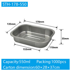 Boîte de repas carrée en papier d'aluminium aviation épaissie à usage unique 550ml avec couvercle boîte en papier d'aluminium scellée de qualité alimentaire - Product Image 2