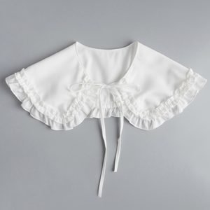 Encantadora Blusa de encaje con cuello falso para mujer, coordinación de reuniones en capas con cuello facial, chal, accesorio de vestido - Product Image 1