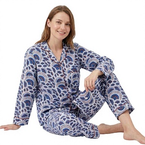 Conjunto de Pijamas Elegantes con Estampado Floral 100% Algodón para Mujer, Cintura Elástica, Suave y de Secado Rápido, Ropa de Dormir Informal para Damas de Honor - Product Image 1